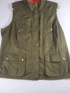 Polo Ralph Lauren Olive Green Vest Orange Reversible Gilet Womens L - Picture 1 of 9