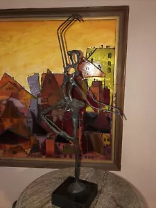 VINTAGE ALBERTO GIACOMETTI BRONZE BALLERINA BRUTALIST ART METAL SCULPTURE - Picture 1 of 8