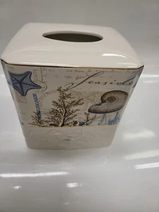 Avanti Linens Tissue Cover Bathroom Accessory Coastal Seaside Cottage Seashell - Picture 1 of 4