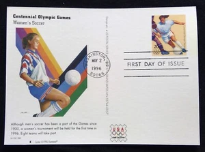 Scott UX247 FDC Womens Soccer Summer Olympics Type Post Card Fleetwood Cachet - Picture 1 of 3