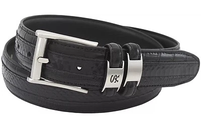 STACY ADAMS MEN'S GENUINE SNAKE LEATHER CROC/LIZARD PRINT,BELT,BLACK  NEW - Image 1 of 4