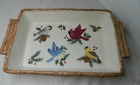 Vtg Knollwood 15"Baking Dish by Sonoma Home Goods Birds, Pinecones, Hollyberries