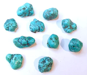 Excelente LOTE de 10 Piezas De Colección Telaraña TURQUESA Pepita Cuentas Stock Antiguo - Imagen 1 de 5