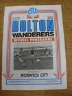 11/03/1980 Bolton Wanderers V Norwich City  (Light Crease, Fold)