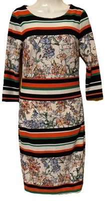 Vestido recto beige by Eci para mujer talla pequeña floral artístico elástico carrera elegante Foto 1 de 2