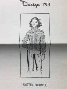 Vtg Mail Order Design 794 KNITTED PULLOVER Pattern Original - Picture 1 of 2