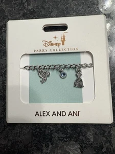 New Disney Parks Alex & Ani Silver Bracelet Cinderella Dress Bird Mickey Mouse - Picture 1 of 3