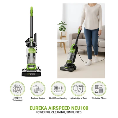 Eureka AirSpeed Ultra Lightweight Compact Bagless Upright Vacuum Green NEU100 - Image 1 of 4