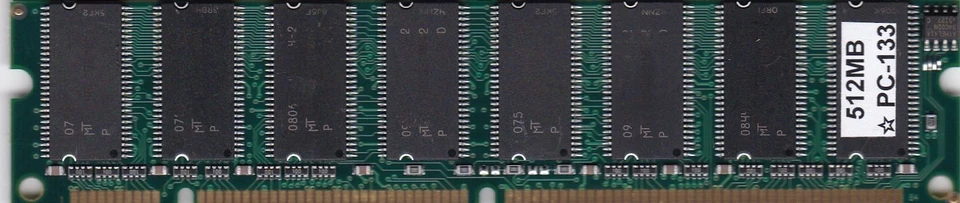 512MB 1x512MB PC133 Micron Chips SDR Memory Stick 64Mx64 PC-133 SDRAM DUAL RANK - Image 1 of 2