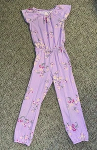 Girls 5T Lilac Floral Jumpsuit The Children’s Place Short Sleeve Pants One Piece - Picture 1 of 5