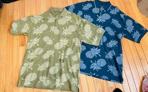 LKNEW LOT OF 2 Faded Glory Hawaiian Polo Shirt Pineapple Men’s Size M - Picture 1 of 6
