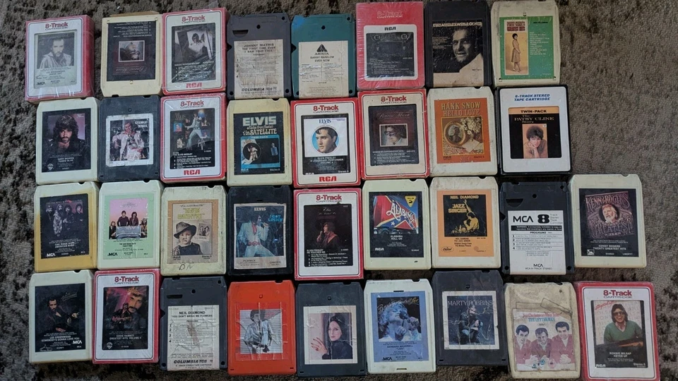 Vintage Lot 34 8 Track Tapes ELVIS PRESLEY ALABAMA BARRY MANILOW PATSY CLINE ETC - Image 1 of 4