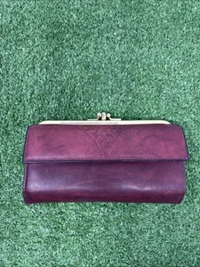 ROLFS Vintage 1986 Genuine Leather Women’s Clutch Wallet Burgundy/Brown Cowhide - Picture 1 of 20