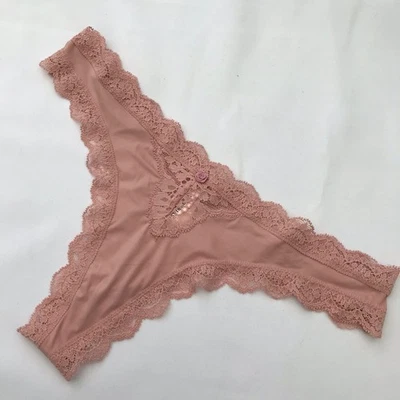 Victoria’s Secret Dream Angels Nude Lace Trim Thong Panties - Size S - BNWT - Image 1 of 3