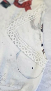 Camisón de manga larga muñeco de nieve blanco sin etiquetas talla grande vacaciones Navidad  - Imagen 1 de 3