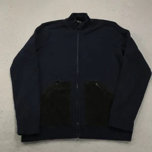 Rag and Bone Sweater Mens Medium Navy Blue Ribbed Full Zip Knit Cotton Cardigan - Picture 1 of 9