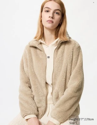 NUEVO CON ETIQUETAS UNIQLO Mujer Beige Hilo Esponjoso Polar Cremallera Completa Acogedora Chaqueta Sherpa M $39.90 Foto 1 de 4