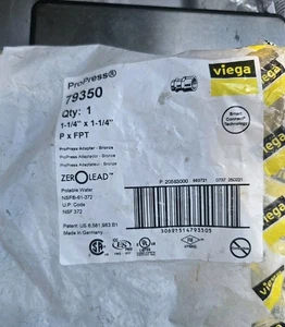 Viega ProPress 79350 1 1/4 x 1 1/4 P x FPT Bronze Adapter- Zero Lead- New in Bag - Picture 1 of 4