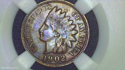 1902 Indian Head, P Mint *SOLID GEM / GREAT COLOR / TONE AU ++/BU - Orig Collect - Image 1 of 3