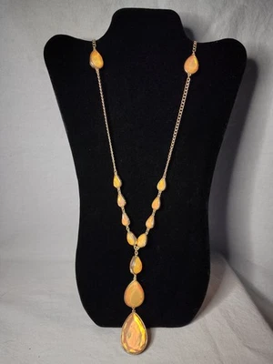 Collar Lariat Gota Lágrima Iridiscente Amarillo/Naranja Estilo Y Foto 1 de 4