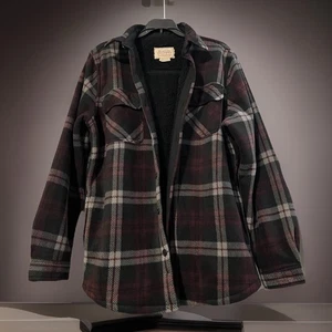 Boston Traders Sherpa Flannel Jacket Medium Mens Plaid Button Down Chore Outside - Picture 1 of 21