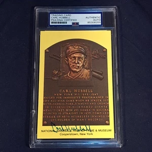 Carl Hubbell Signed Hall Of Fame Plaque PSA/DNA Post Card HOF Giants Autographed - Picture 1 of 3