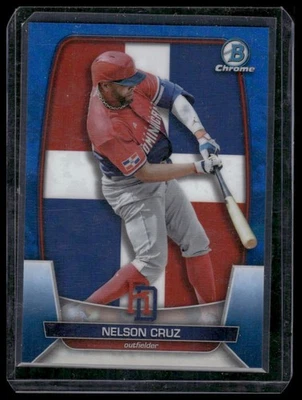 2023 Bowman Chrome #WBC-29 Nelson Cruz WBC Flag Blue Refractor #/75 - Image 1 of 2