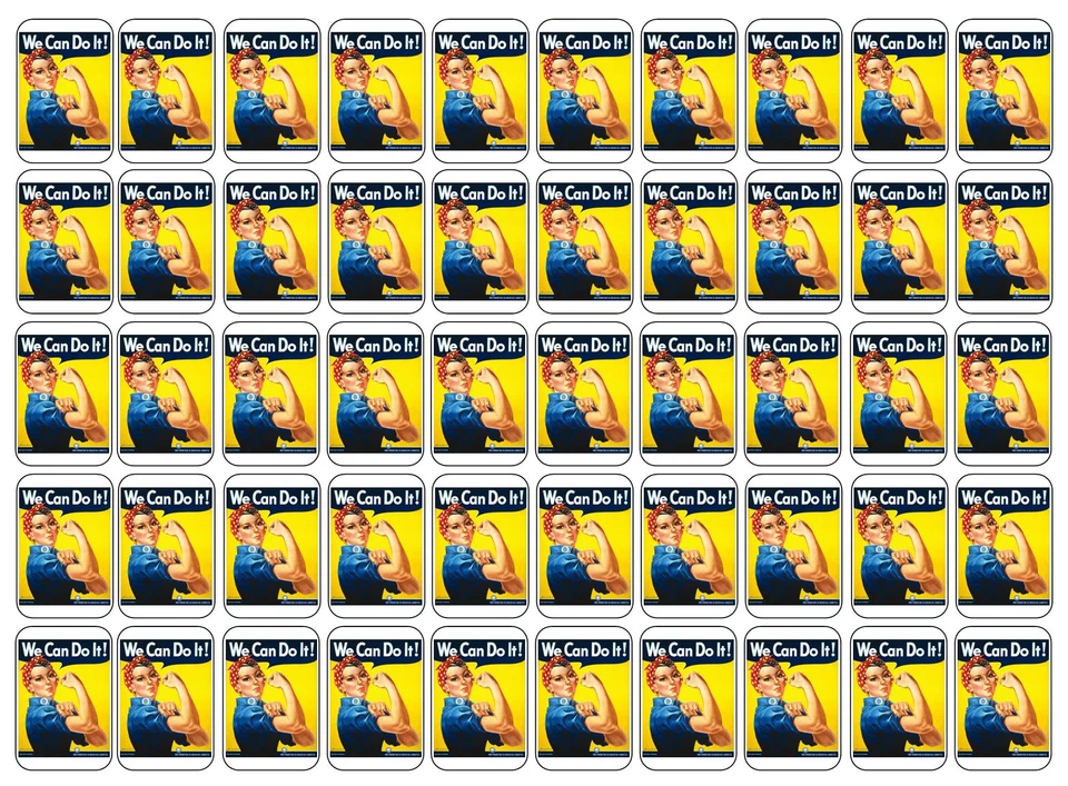 50 sellos/etiquetas/pegatinas para sobres Rosie the Riveter, 1" por 1,5" Foto 1 de 1