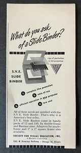 Carpeta de diapositivas Society for Visual Education SVE blanco y negro 1950 anuncio impreso vintage - Imagen 1 de 2