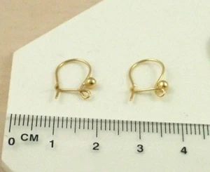 Best High Quality Solid 9ct 375 Yellow Gold Safety Kidney Earring Wires & Bead - Picture 1 of 1
