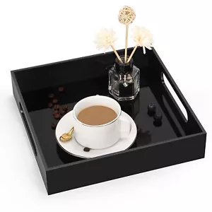 Home Decorative Coffee Table Tray 10"x10" Elegant Acrylic Serving Trays with ... - Picture 1 of 8