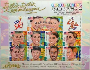 Malaysia Miniature Sheet (12.12.1998) - Glorious Moments XVI Commonwealth Games - Picture 1 of 2