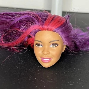 BARBIE HEAD ONLY NIKKI AFRICAN AMERICAN PINK PURPLE HAIR REPLACEMENT OOAK Reroot - Picture 1 of 5