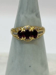 Lady's 18K Yellow Gold Spinel & Diamond Ring 2.6g Size: 6 (TDY023217) - Picture 1 of 5