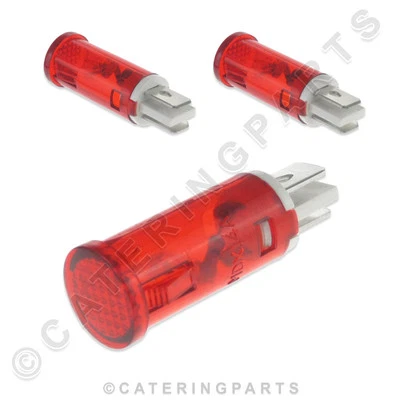 CPUK PACK OF 3 x RED ILLUMINATED 2 TERMINAL NEON INDICATOR LAMP 220V PILOT LIGHT 13mm
