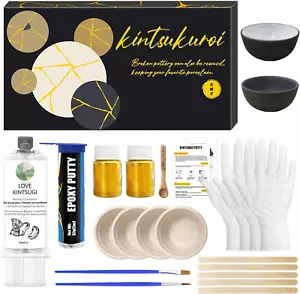 Kintsugi Repair Kit Food Safe, Japanese Gold Repair Kit, Bio Gold Glue for Ceram - Picture 1 of 12