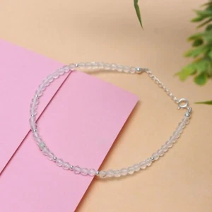 Natürlicher Kristall Quarz facettiert rund 2-3 mm Perlen Armband 6-9 Zoll für Männer Frau - Bild 1 von 10