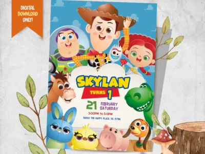 Toy Story DIGITAL Invite + FREE Thank You Card, Toy Story Party Card - YOU PRINT - Image 1 of 2