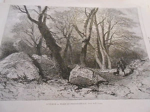 Gravure 1868 - Automne Forêt de Fontainebleau - Picture 1 of 1