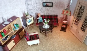 Puppenhaus Puppenstube Wohnzimmermöbel + Zubehör Vintage (Pos.14.) - Bild 1 von 17