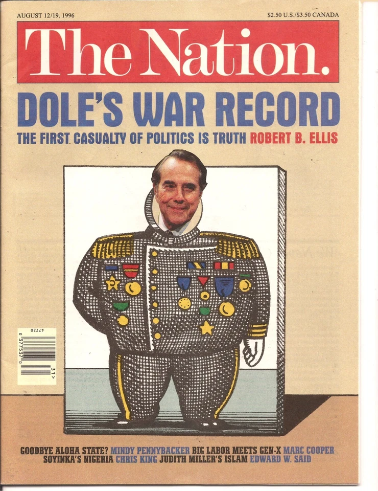The Nation Magazine Aug 12/19,1996, Dole's War Record,Goodbye Aloha State & More Foto 1 de 1