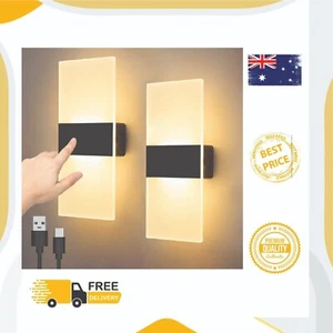 Battery Operated Wall Sconce Set of 2, Rechargeable Wall Lights Touch Control Di - Picture 1 of 7