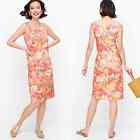 Talbots Textured Fruit & Flowers Shift Dress Orange Sleeveless Women Size 16 NWT