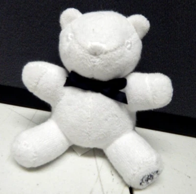 Ralph Lauren Peluche Miniatura Oso Blanco Azul Arco Sonajero Mini 4" Peluche Bebé Foto 1 de 4