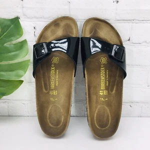 Birkenstock Madrid Slides Sandals Size 41/L10 M8 Black Patent Leather Flip Flop - Picture 1 of 12