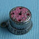 Vintage movable enamel Happy Birthday cake candles pop up sterling charm