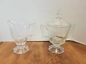 Juego de crema y azúcar vintage con patas de pera de Baltimore Jeannette Glass - Imagen 1 de 3