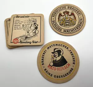 Sieben 60er Jahre BIERUNTERSETZER EINBAND - Ratten - Kolsch Furstliche Brauerei Schloss BIER - Bild 1 von 9