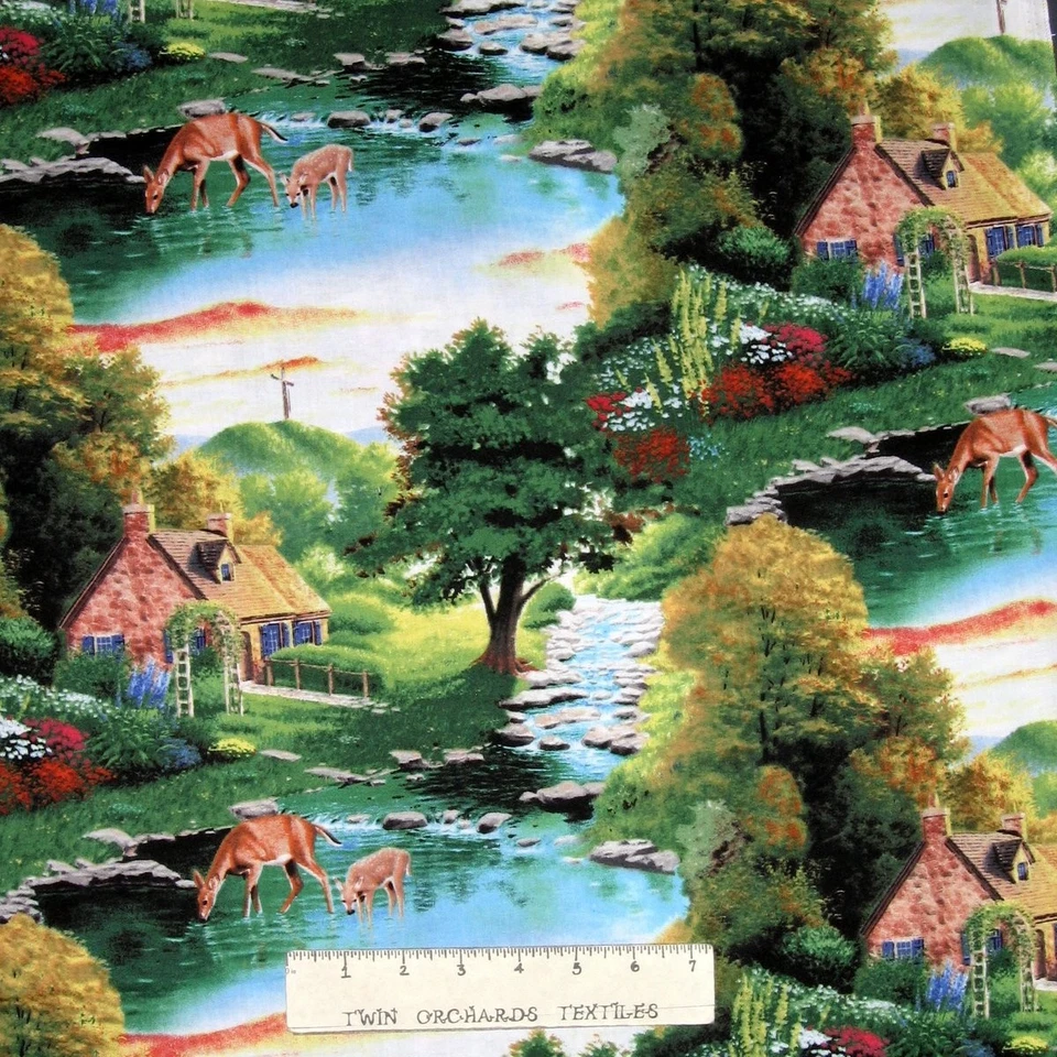 Religious Fabric - God So Loved the World Forest Scene - Springs YARD - Image 1 of 1