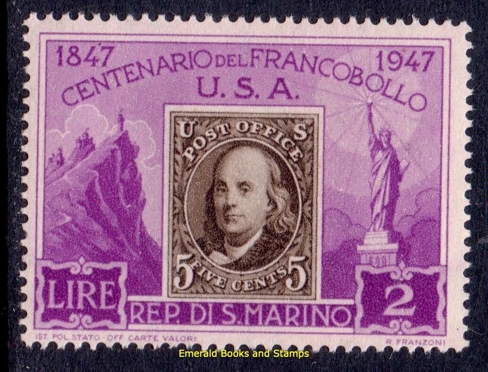 EBS San Marino 1947 - Centenary of USA Stamps - Uni. 330 - MNH** - (l9 - image 1 of 1